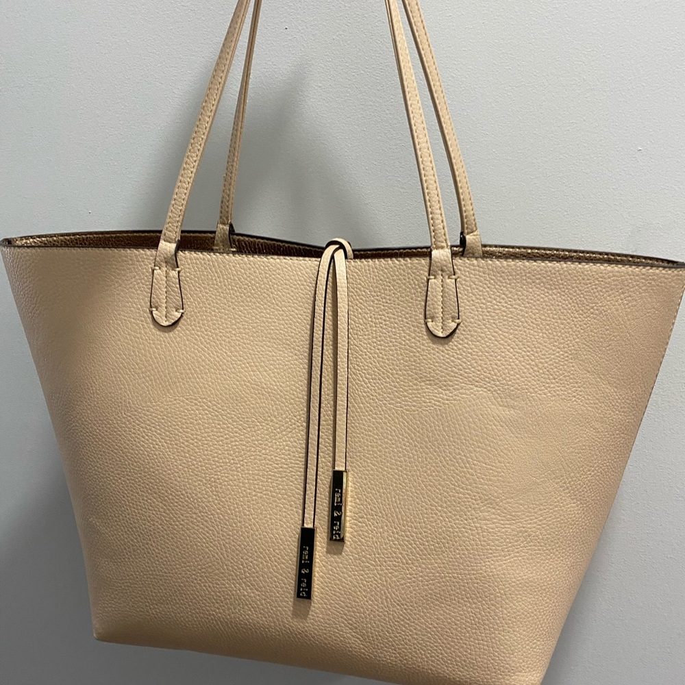 Double sided remi & reid tote beige and rose gold